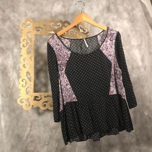 Free People Dandelion twin print peplum top